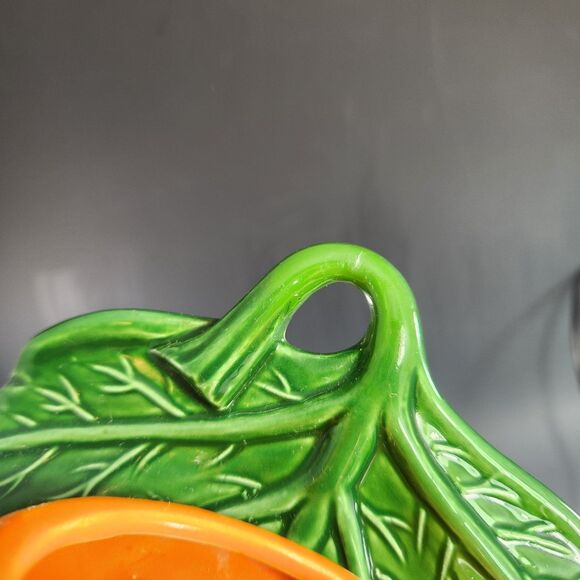 Fruit Wall Pocket Vase Set 2 Apple & Orange VTG Planter Gallery Hanging Kitsch - Picture 8 of 10